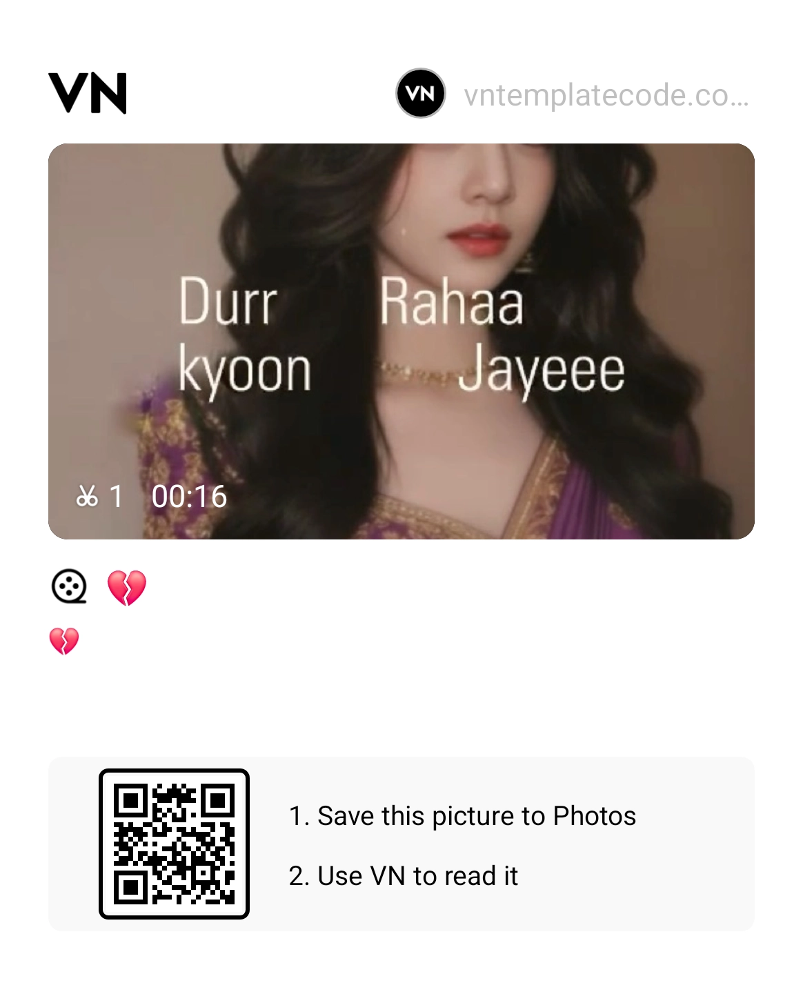 Tera Fitoor VN Template Code 2