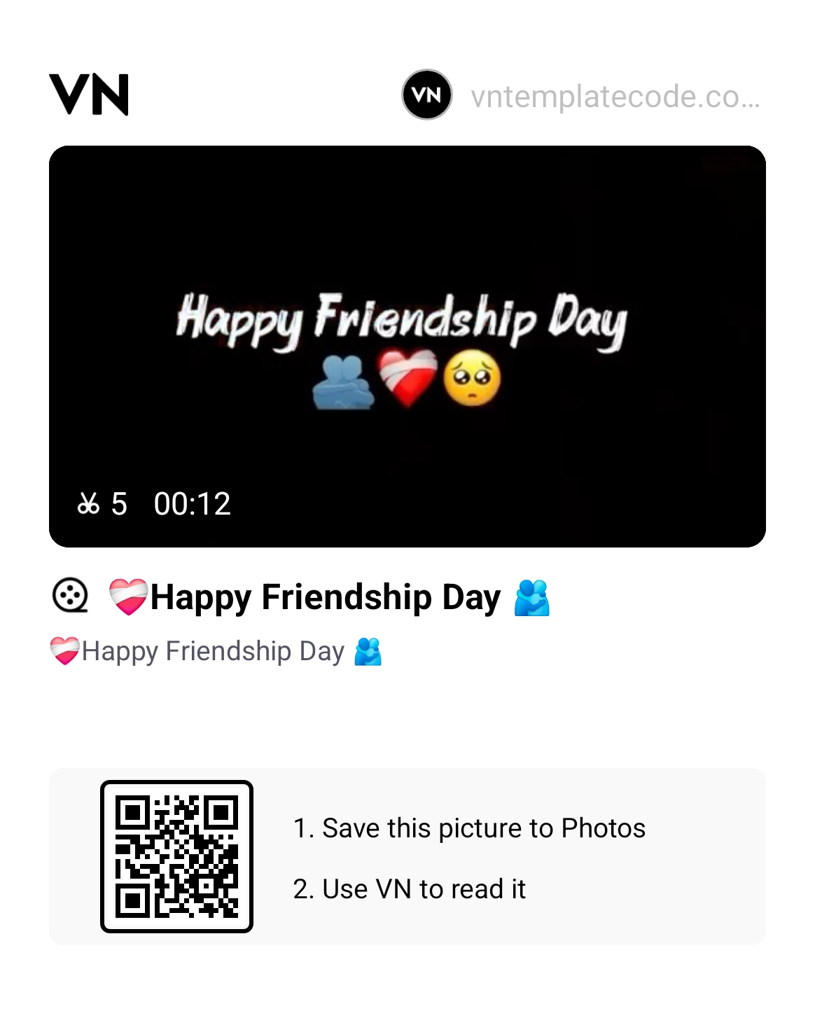 Happy Friendship Day VN Template Code