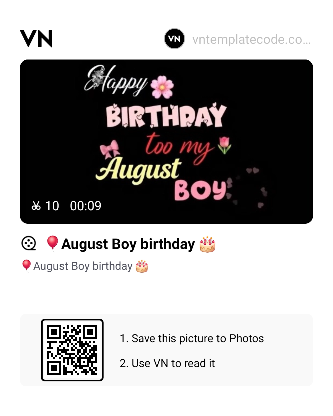 August Boy Birthday VN Template Code