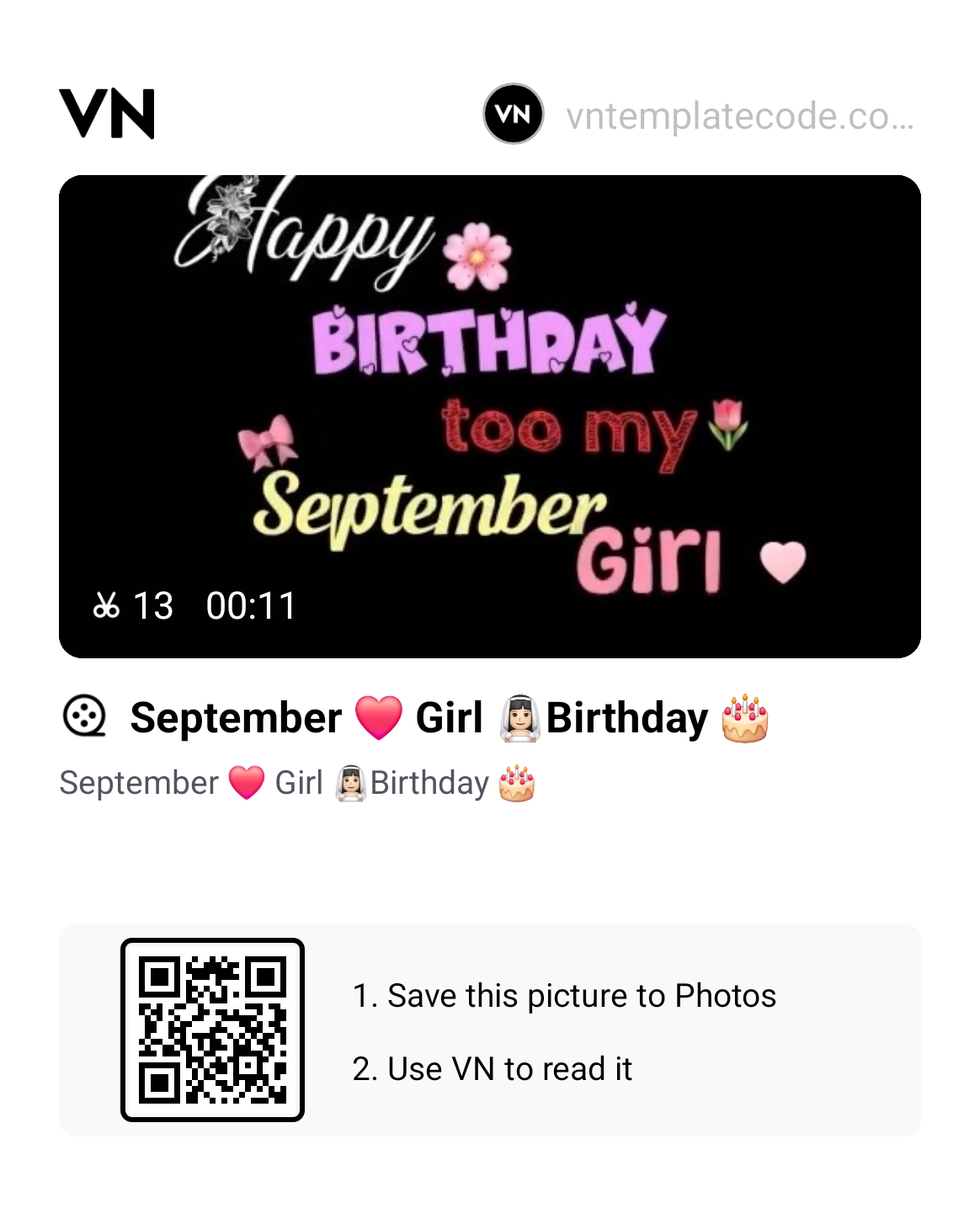 September Boy And Girl Birthday VN Template Code Girl