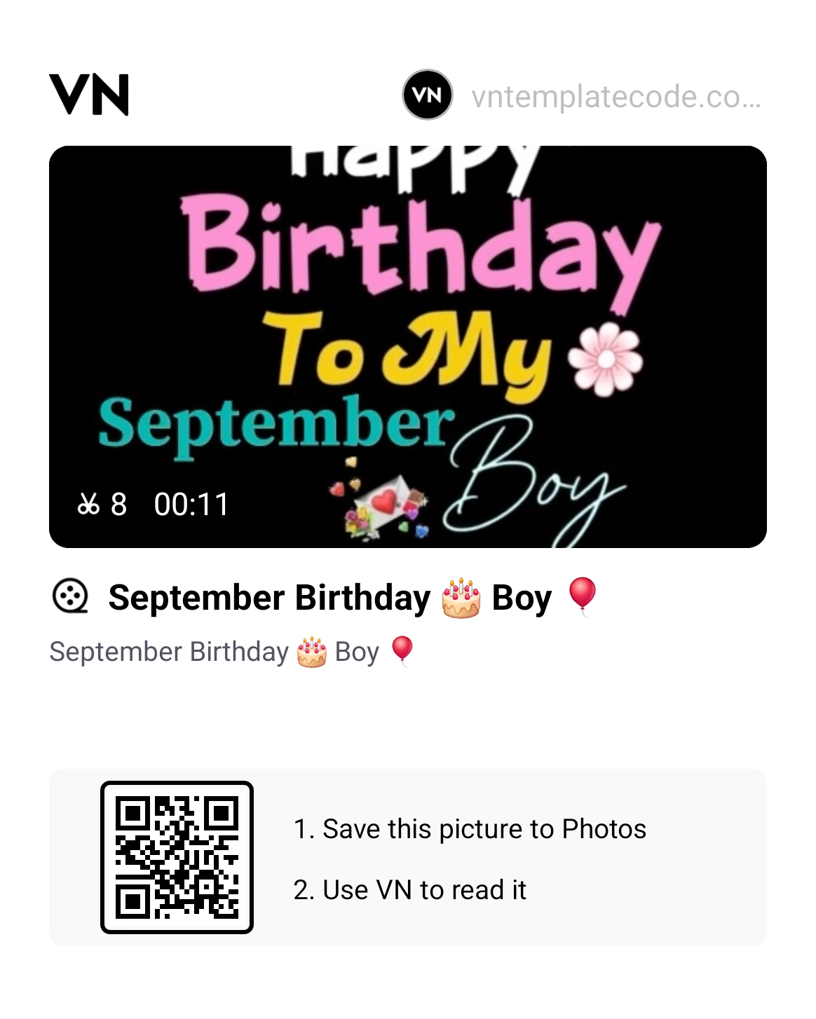 September Boy And Girl Birthday VN Template Code Boy