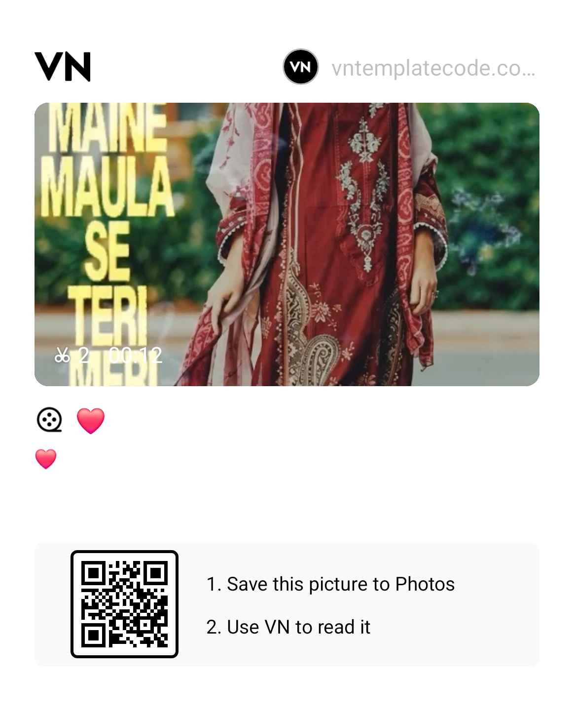 Maine Maula Se Teri Meri Duniya Hai Mangi VN Template Code